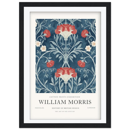 William Morris Floral Art Print, History of British Design Poster, Navy Blue Wall Art, Museum Poster, South Kensington Exhibition Decor
