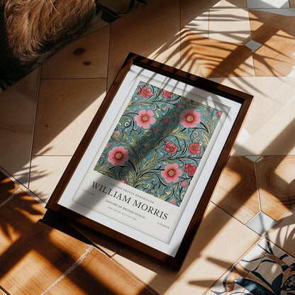 William Morris Floral Art Print, History of British Design Poster, Sky Blue Wall Art, Giclee Museum Poster, South Kensington London Decor