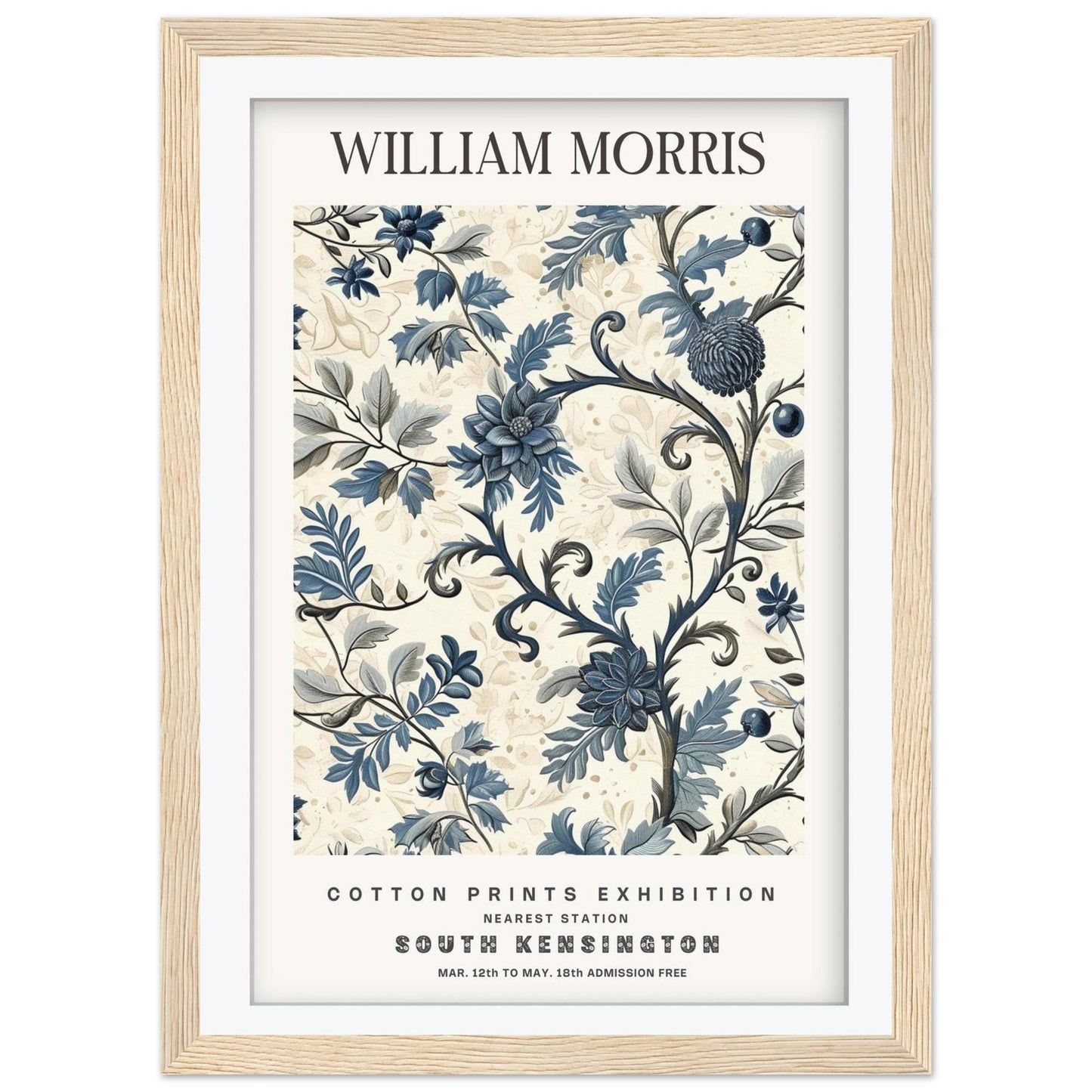 William Morris South Kensington Exhibition Poster - Blue Botanical Wall Art