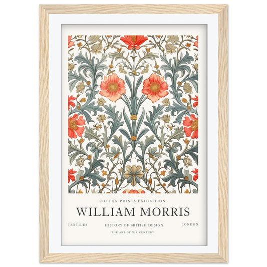 William Morris Framed Wall Art, Vintage Floral Cotton Print Exhibition Poster, Arts and Crafts Botanical Decor, British Design History