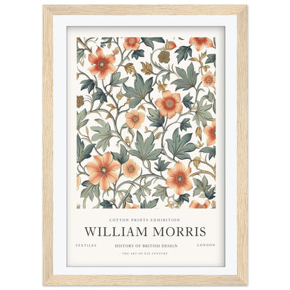 William Morris Framed Wall Art, Terracotta Floral Cotton Print Exhibition Poster, Arts and Crafts Botanical Decor, British Design History