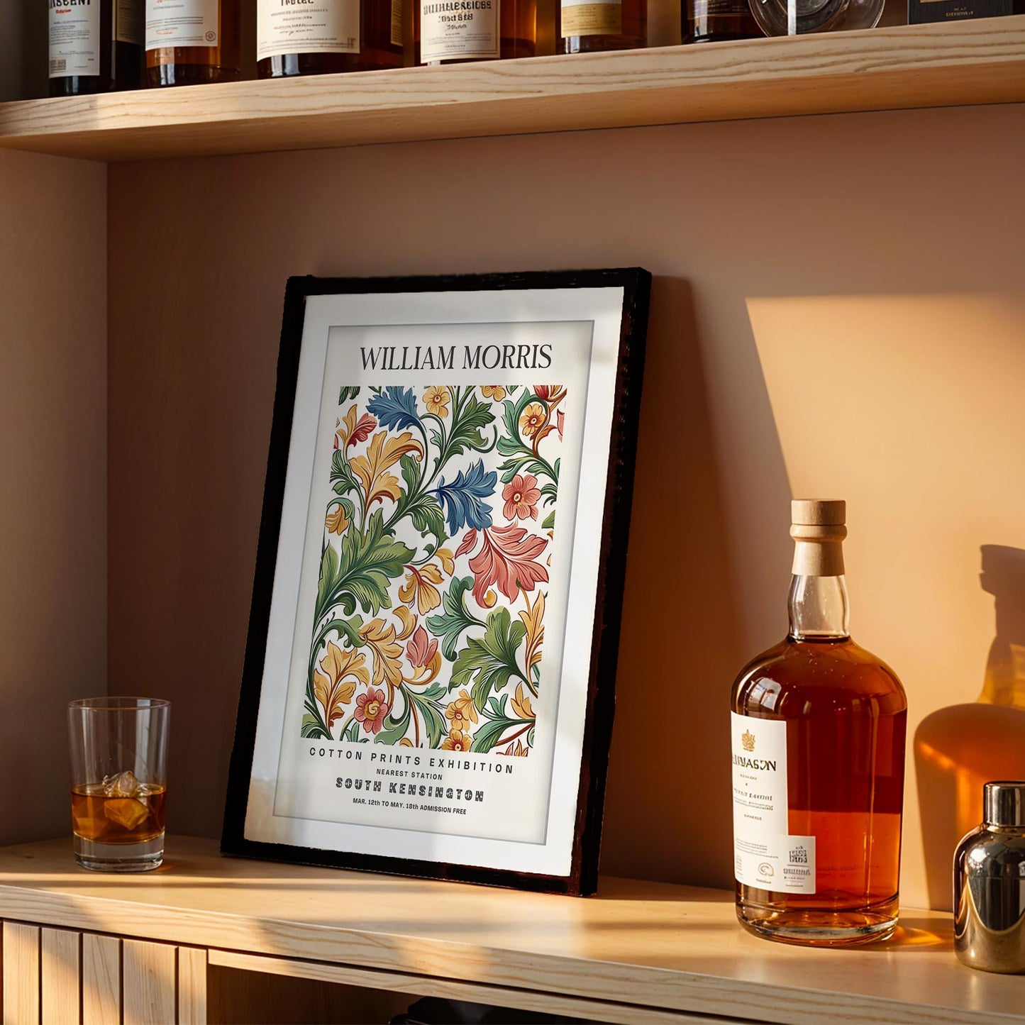 William Morris Framed Wall Art, South Kensington Exhibition Floral Cotton Print Poster, Arts and Crafts Botanical Decor, British Design