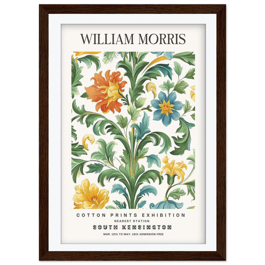 William Morris Framed Wall Art, South Kensington Blue and Yellow Floral Cotton Print Poster, Arts and Crafts Botanical Decor, British Design