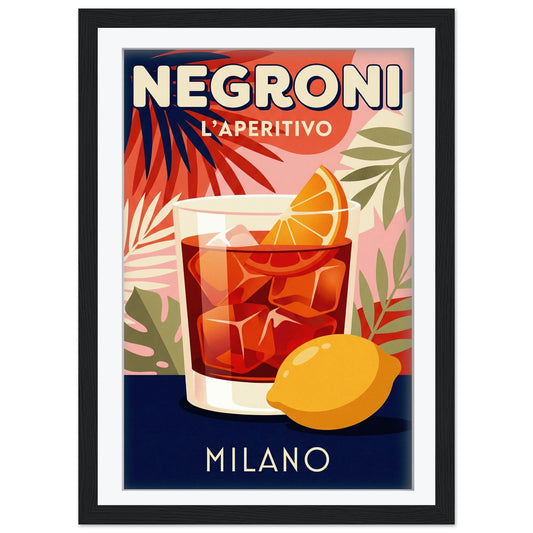 Negroni Cocktail Poster, Vintage Italian Art Print, Retro Bar Cart Decor, Mid Century Modern Kitchen Wall Art, Aperitivo Milano Giclee Print
