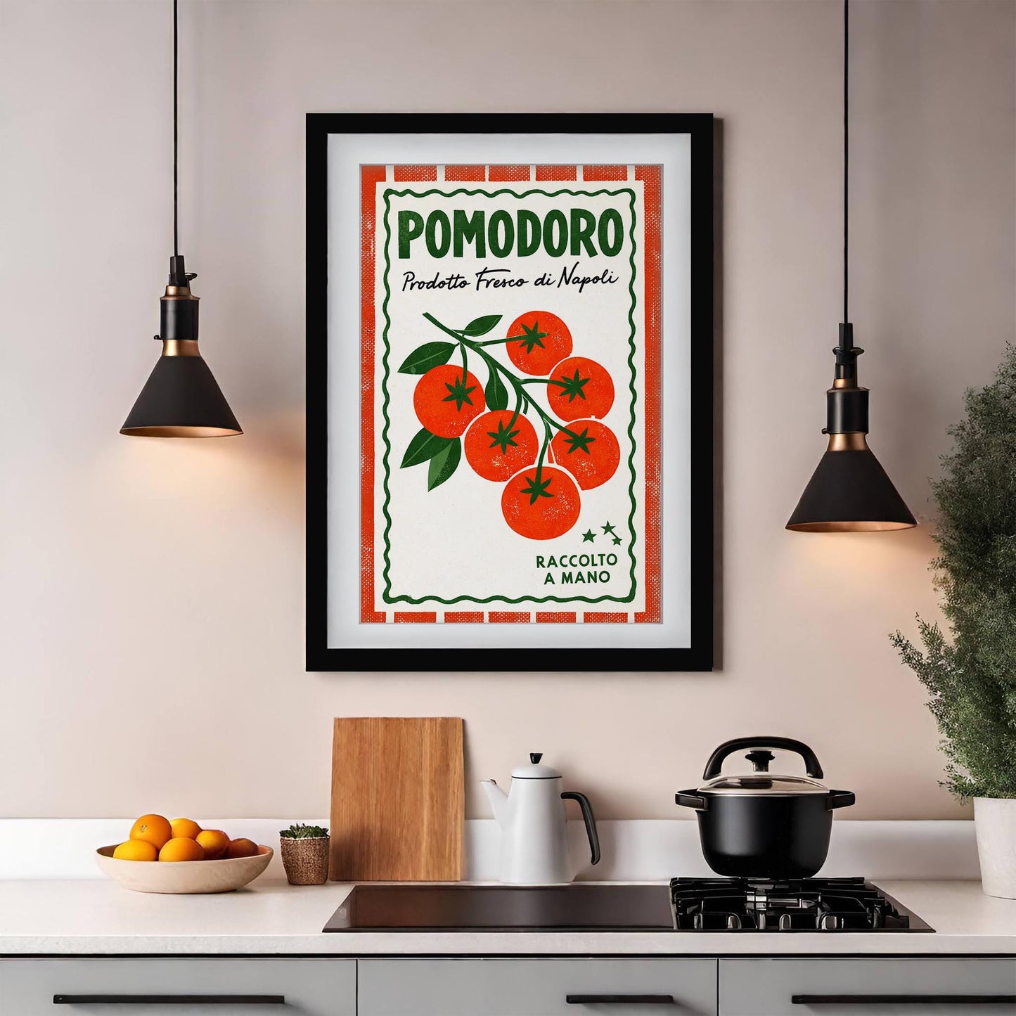 Pomodoro Tomato Art Print, Retro Italian Kitchen Poster, Fresh Produce Wall Art, Napoli Food Decor, Red Kitchen Poster,  Foodie Gift