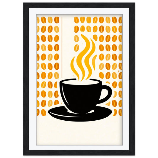 Striped Coffee Art Print, Retro Kitchen Poster, Mid Century Modern Cafe Decor, Framed Giclee Art, Coffee Lover Gift, Breakfast Nook Wall Art