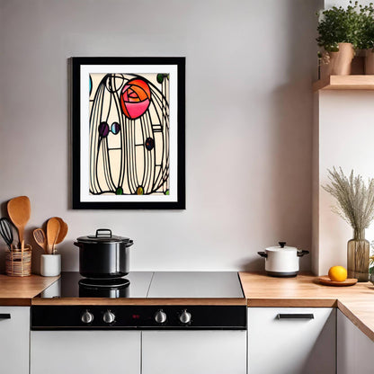 Charles Rennie Mackintosh Art Print, Glasgow Style Stained Glass Poster, Art Nouveau Kitchen Wall Art, Geometric Floral Decor, Framed Art