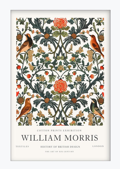 William Morris Exhibition Print, Victoria and Albert Museum Poster, Cotton Print Wall Art, Arts and Crafts Floral Decor, Framed Print