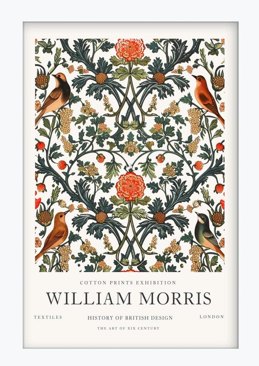 William Morris Exhibition Print, Victoria and Albert Museum Poster, Cotton Print Wall Art, Arts and Crafts Floral Decor, Framed Print