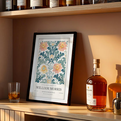 William Morris Exhibition Art, Framed Textile Poster, Victoria and Albert Museum Print, Vintage Cotton Design Wall Art, Giclee Paper Print