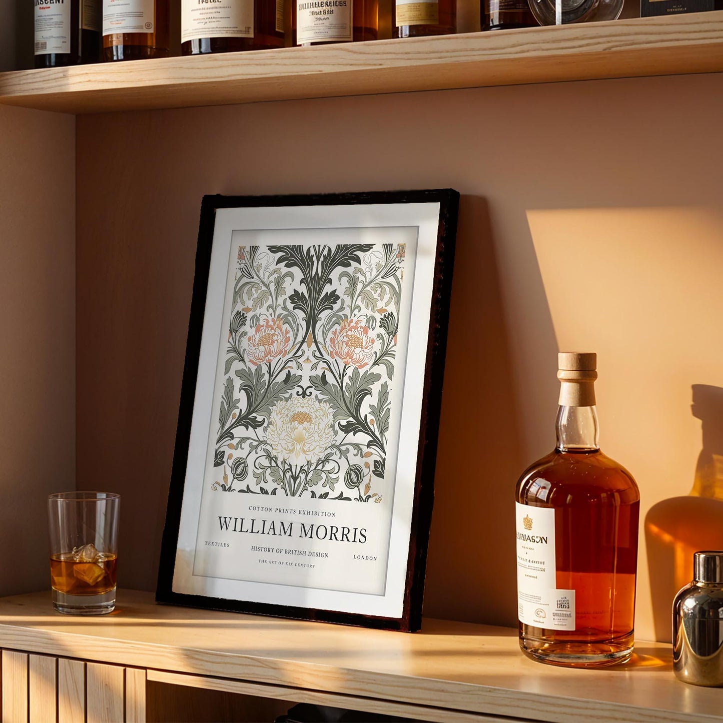William Morris V&A Exhibition Art, Pimpernel Floral Museum Poster, Arts and Crafts Moody Wall Art, Vintage Print, Framed Poster