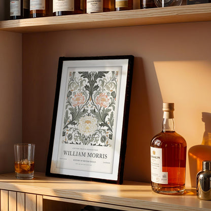 William Morris V&A Exhibition Art, Pimpernel Floral Museum Poster, Arts and Crafts Moody Wall Art, Vintage Print, Framed Poster