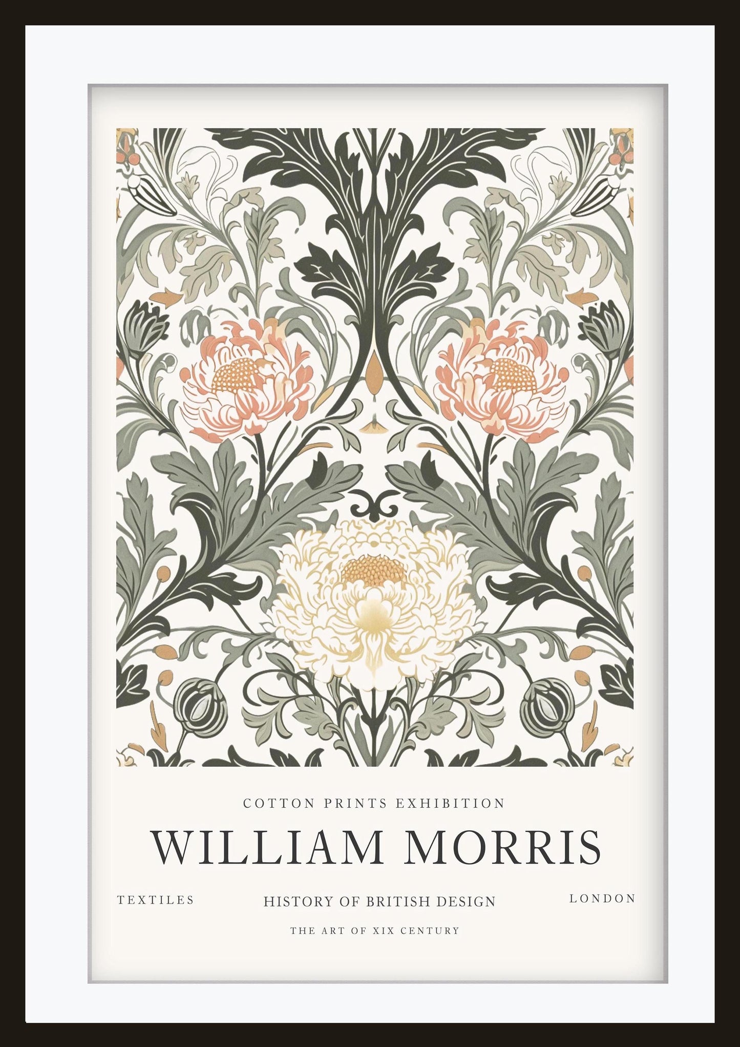 William Morris V&A Exhibition Art, Pimpernel Floral Museum Poster, Arts and Crafts Moody Wall Art, Vintage Print, Framed Poster