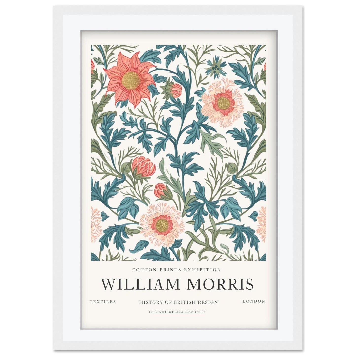 William Morris Lodden Art Print, V&A Museum Exhibition Poster, Arts and Crafts Flower Wall Art, Giclee Paper Print, Framed Botanical Art