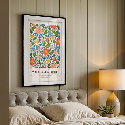 William Morris Chrysanthemum Art Print, V&A Museum Exhibition Poster, Arts and Crafts Flower Wall Art, Giclee Paper Print, Framed Art Poster