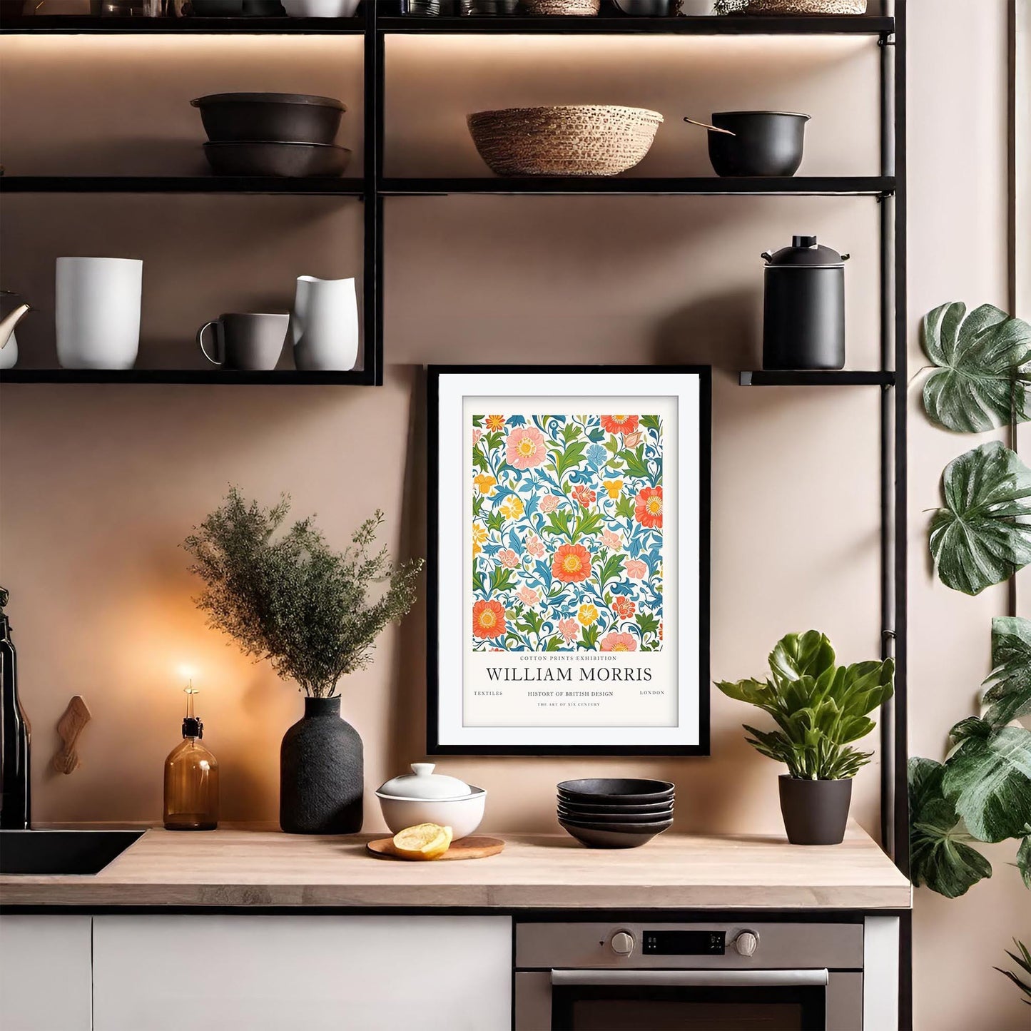 William Morris Chrysanthemum Art Print, V&A Museum Exhibition Poster, Arts and Crafts Flower Wall Art, Giclee Paper Print, Framed Art Poster