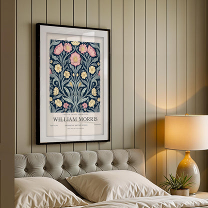 William Morris Pink and Rose Art Print, V&A Museum Exhibition Poster, Arts and Crafts Flower Wall Art, Giclee Paper Print, Framed Art Poster