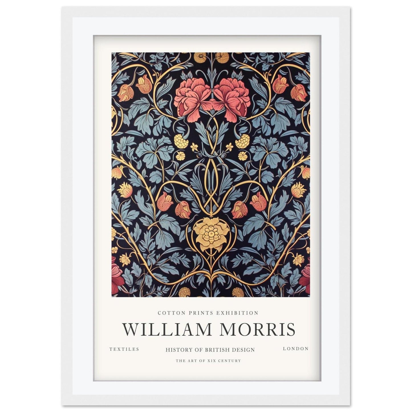 William Morris Cray Art Print, V&A Museum Exhibition Poster, Arts and Crafts Flower Wall Art, Giclee Paper Print, Framed Art Poster