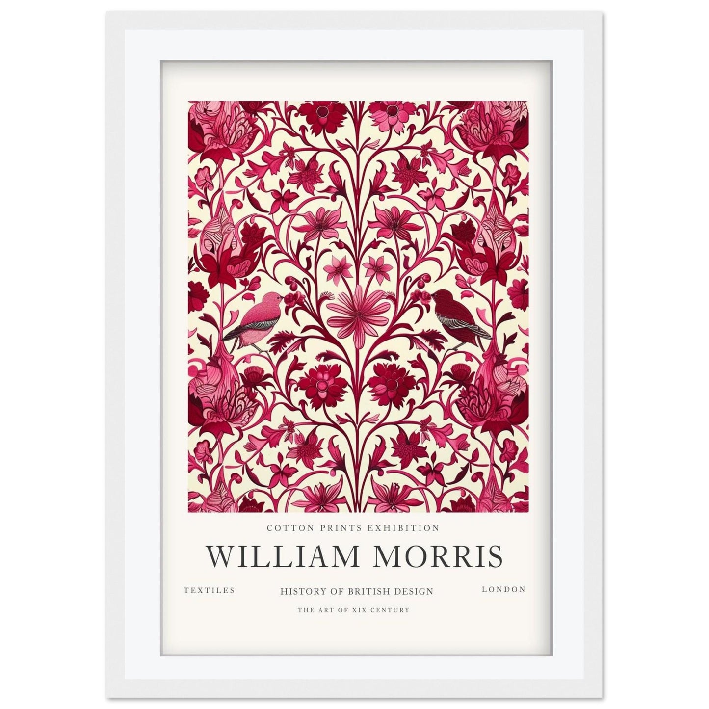 William Morris Strawberry Thief Print, V&A Museum Exhibition Poster, Arts and Crafts Flower Wall Art, Giclee Paper Print, Framed Art Poster
