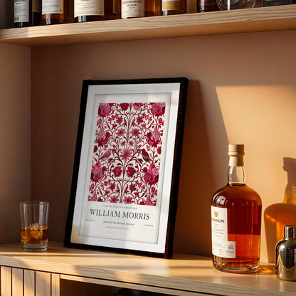 William Morris Strawberry Thief Print, V&A Museum Exhibition Poster, Arts and Crafts Flower Wall Art, Giclee Paper Print, Framed Art Poster