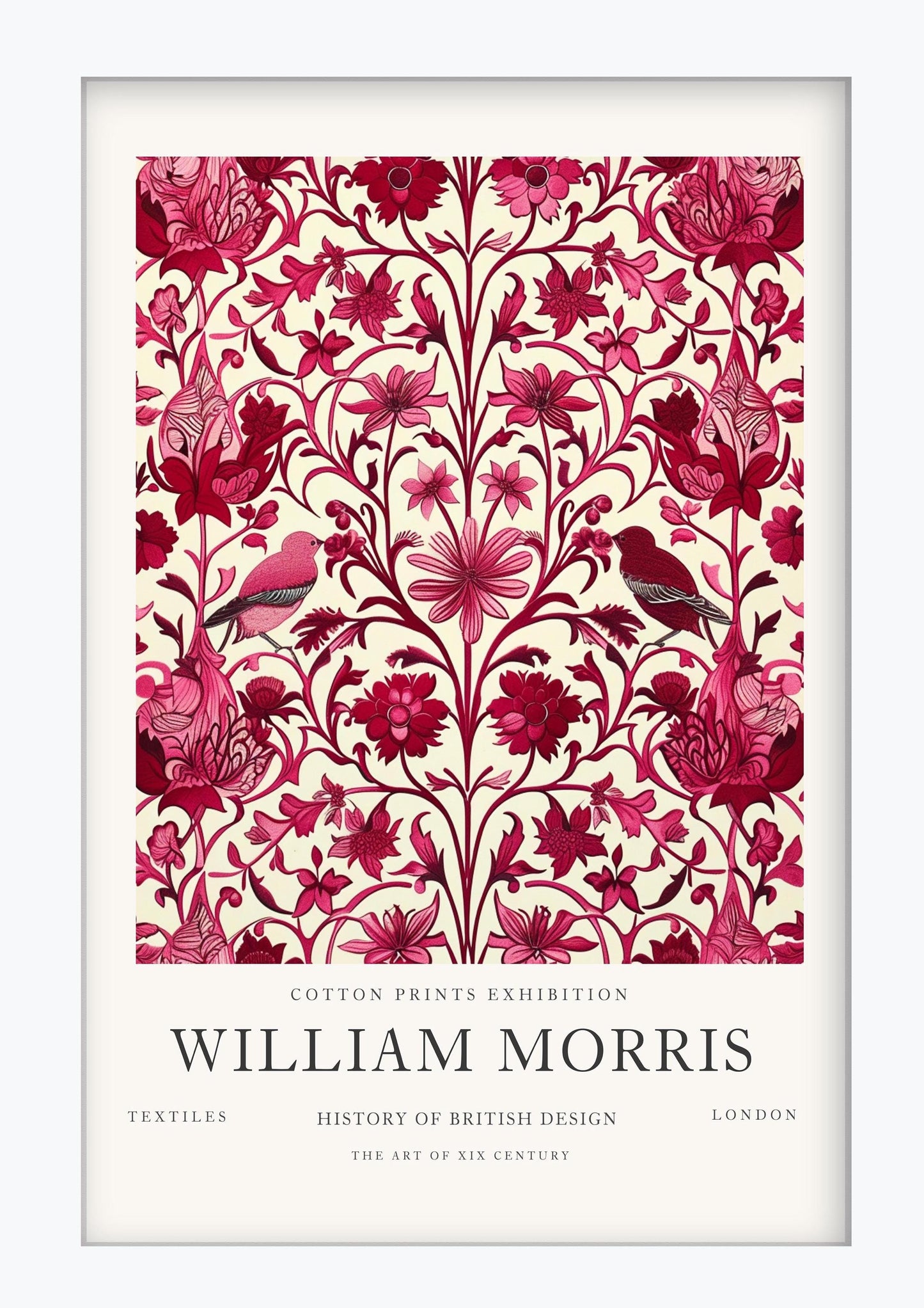 William Morris Strawberry Thief Print, V&A Museum Exhibition Poster, Arts and Crafts Flower Wall Art, Giclee Paper Print, Framed Art Poster