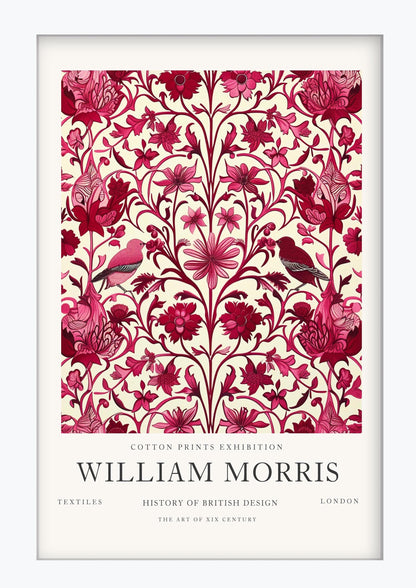 William Morris Strawberry Thief Print, V&A Museum Exhibition Poster, Arts and Crafts Flower Wall Art, Giclee Paper Print, Framed Art Poster