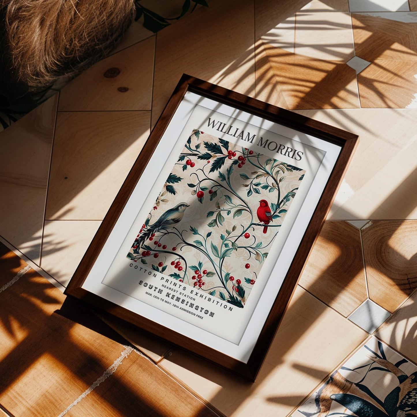 William Morris Compton Art Print, V&A Museum Exhibition Poster, Arts and Crafts Flower Wall Art, Giclee Paper Print, Framed Art Poster