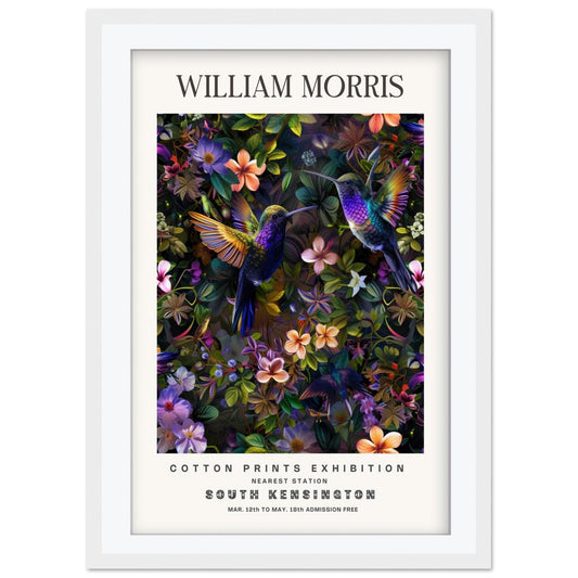 William Morris Hummingbird Art Print, V&A Museum Exhibition Poster, Art Nouveau Flower Wall Art, Giclee Paper Print, Framed Art Poster