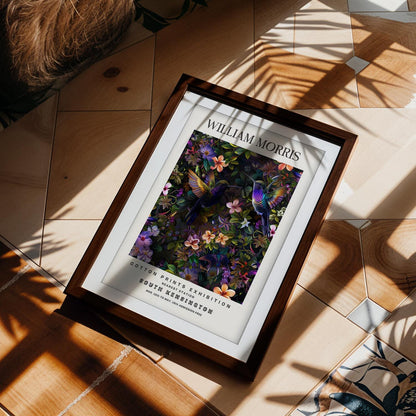 William Morris Hummingbird Art Print, V&A Museum Exhibition Poster, Art Nouveau Flower Wall Art, Giclee Paper Print, Framed Art Poster