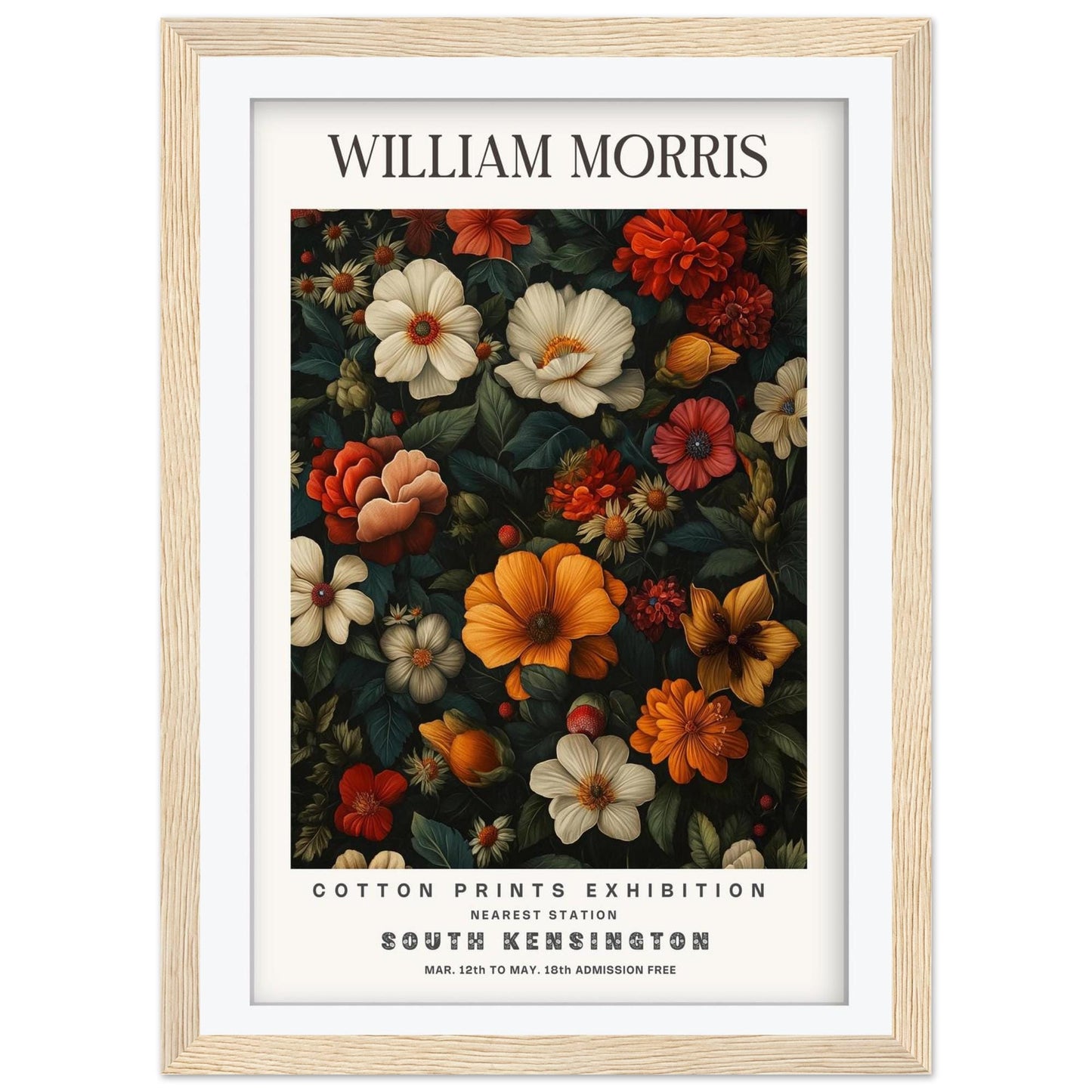 William Morris Eyebright Art Print, V&A Museum Exhibition Poster, Art Nouveau Floral Wall Art, Giclee Paper Print, Framed Art Print Poster