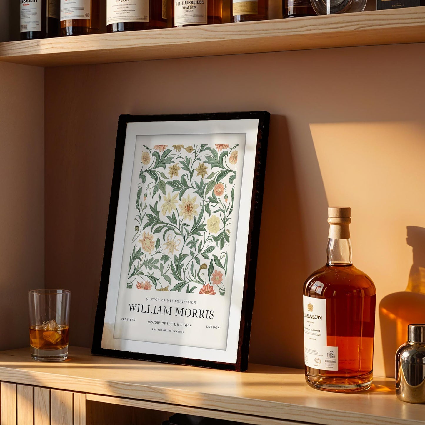 William Morris Dark Floral Art Print, V&A Museum Exhibition Poster, Moody Botanical Wall Art, Giclee Paper Print, Dark Academia Framed Art