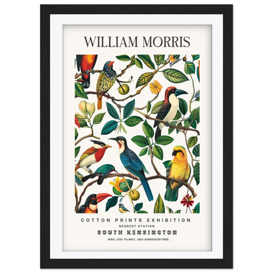 William Morris Exotic Bird Art Print, South Kensington Exhibition Poster, Vintage Botanical Wall Art, Tropical Avian Decor, Home Art