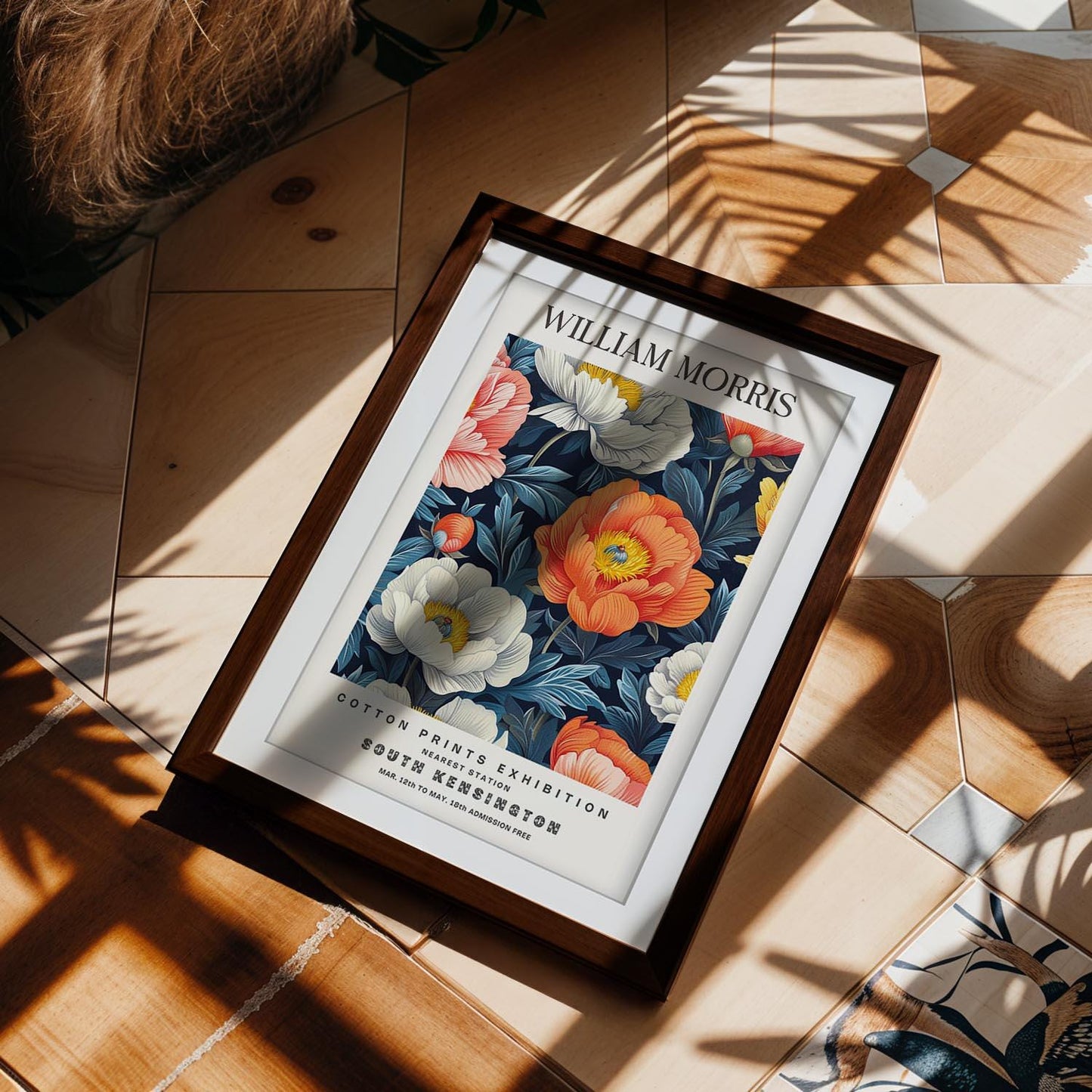 William Morris Peony Art Print, South Kensington Exhibition Poster, Dark Floral Wall Art, Giclee Paper Poster,  Moody Garden Print