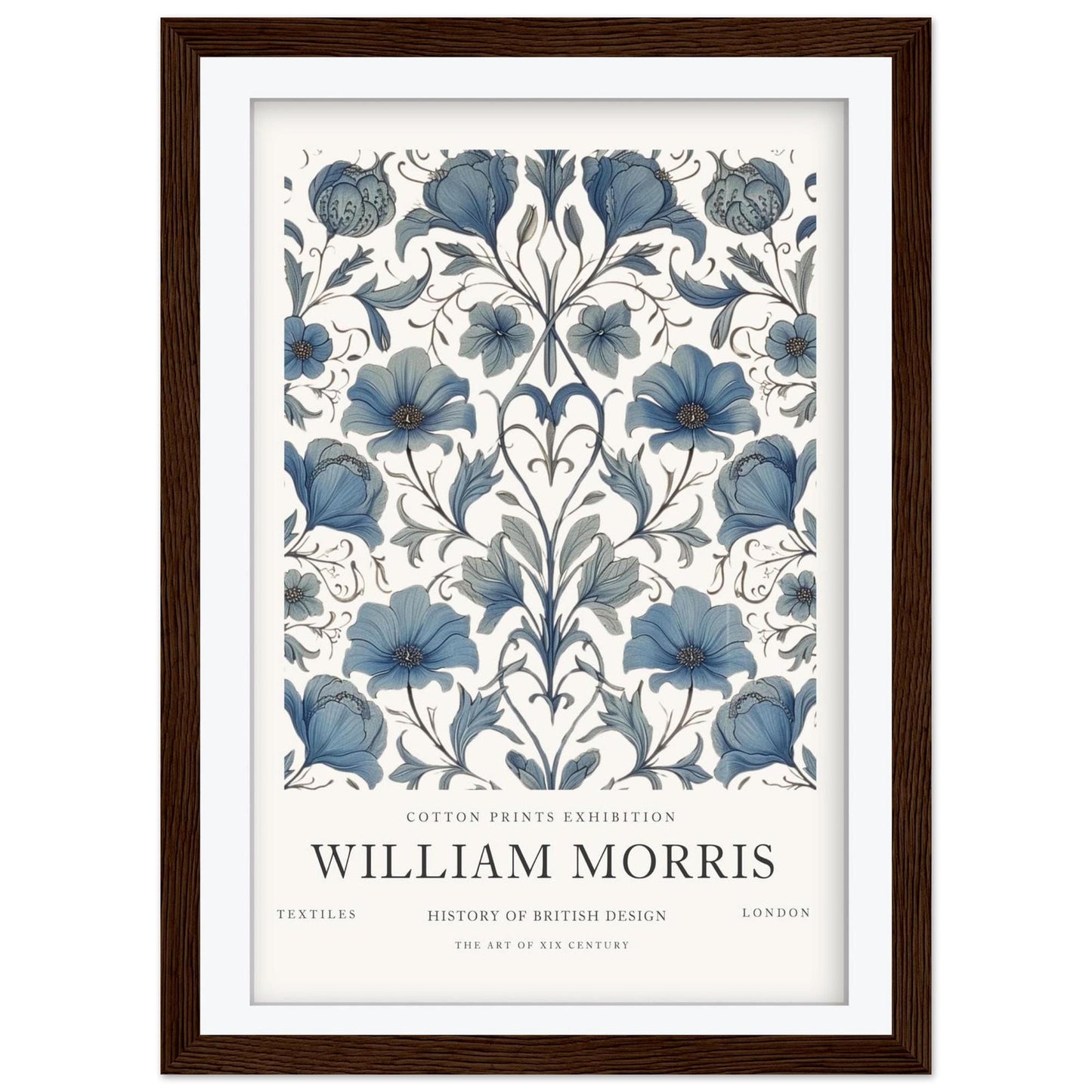 William Morris Cotton Print Exhibition Art Print, London Botanical Poster, Meadow & Wildflower Wall Art, Giclee Paper Poster, Vintage Print