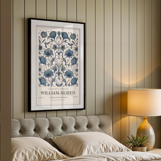 William Morris Cotton Print Exhibition Art Print, London Botanical Poster, Meadow & Wildflower Wall Art, Giclee Paper Poster, Vintage Print