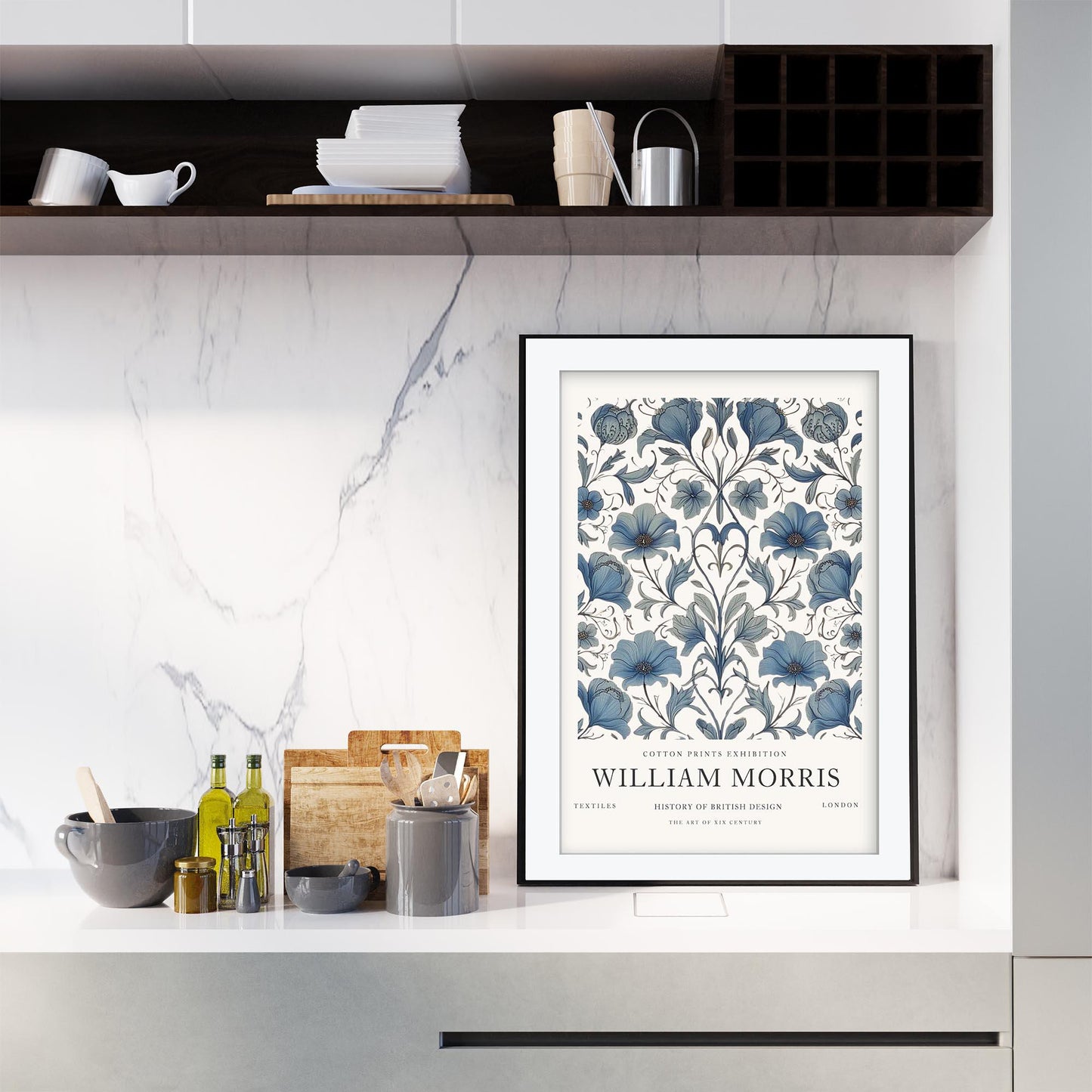 William Morris Cotton Print Exhibition Art Print, London Botanical Poster, Meadow & Wildflower Wall Art, Giclee Paper Poster, Vintage Print