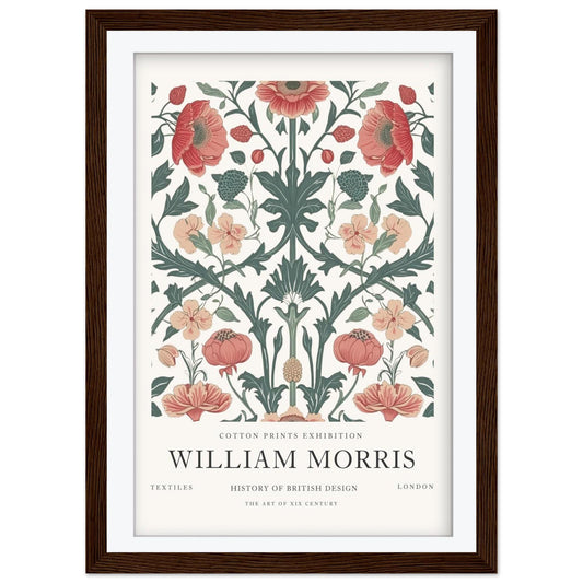 William Morris - Vintage Floral Exhibition Poster, Botanical Giclee Wall Art, Museum Quality Paper Poster, Antique London Decor, Framed Art