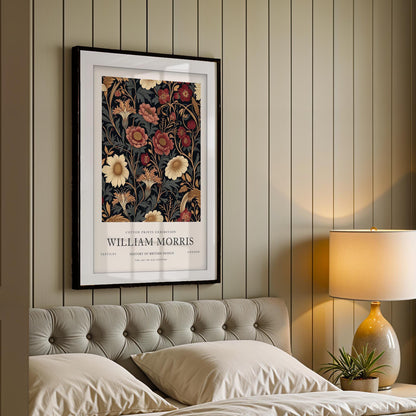 William Morris Red Floral Art Print, History of British Design Poster, Ruby Botanical Wall Art, Giclee Museum Poster, London Gallery Decor