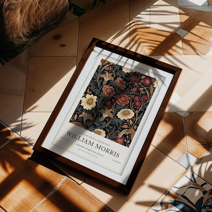 William Morris Red Floral Art Print, History of British Design Poster, Ruby Botanical Wall Art, Giclee Museum Poster, London Gallery Decor