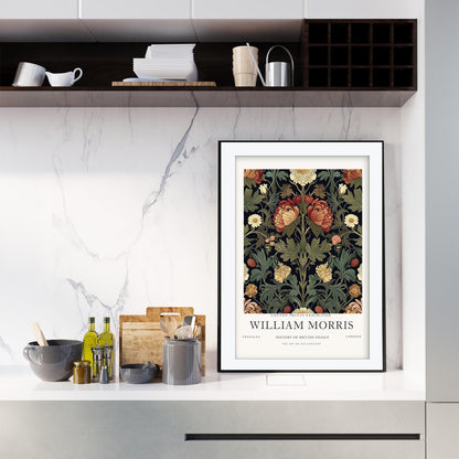 William Morris Dark Floral Art Print, History of British Design Poster, Moody Botanical Wall Art, Giclee Museum Poster, London Gallery Decor