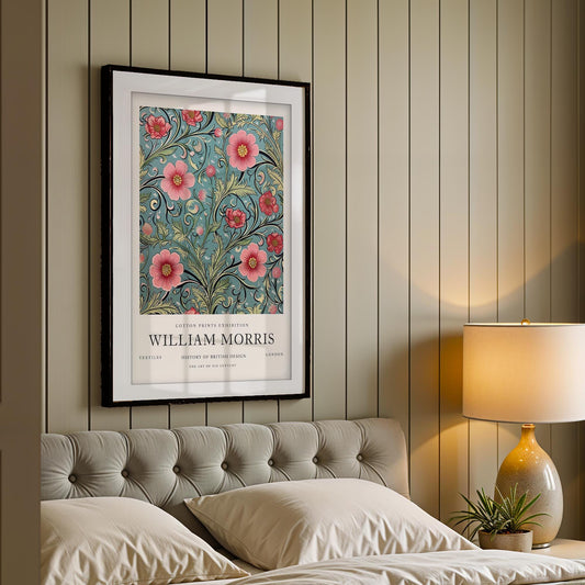 William Morris Floral Art Print, History of British Design Poster, Sky Blue Wall Art, Giclee Museum Poster, South Kensington London Decor