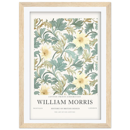 William Morris Framed Wall Art, Sage Green and Yellow Floral Cotton Print Exhibition Poster, Arts and Crafts Botanical Decor, British Design