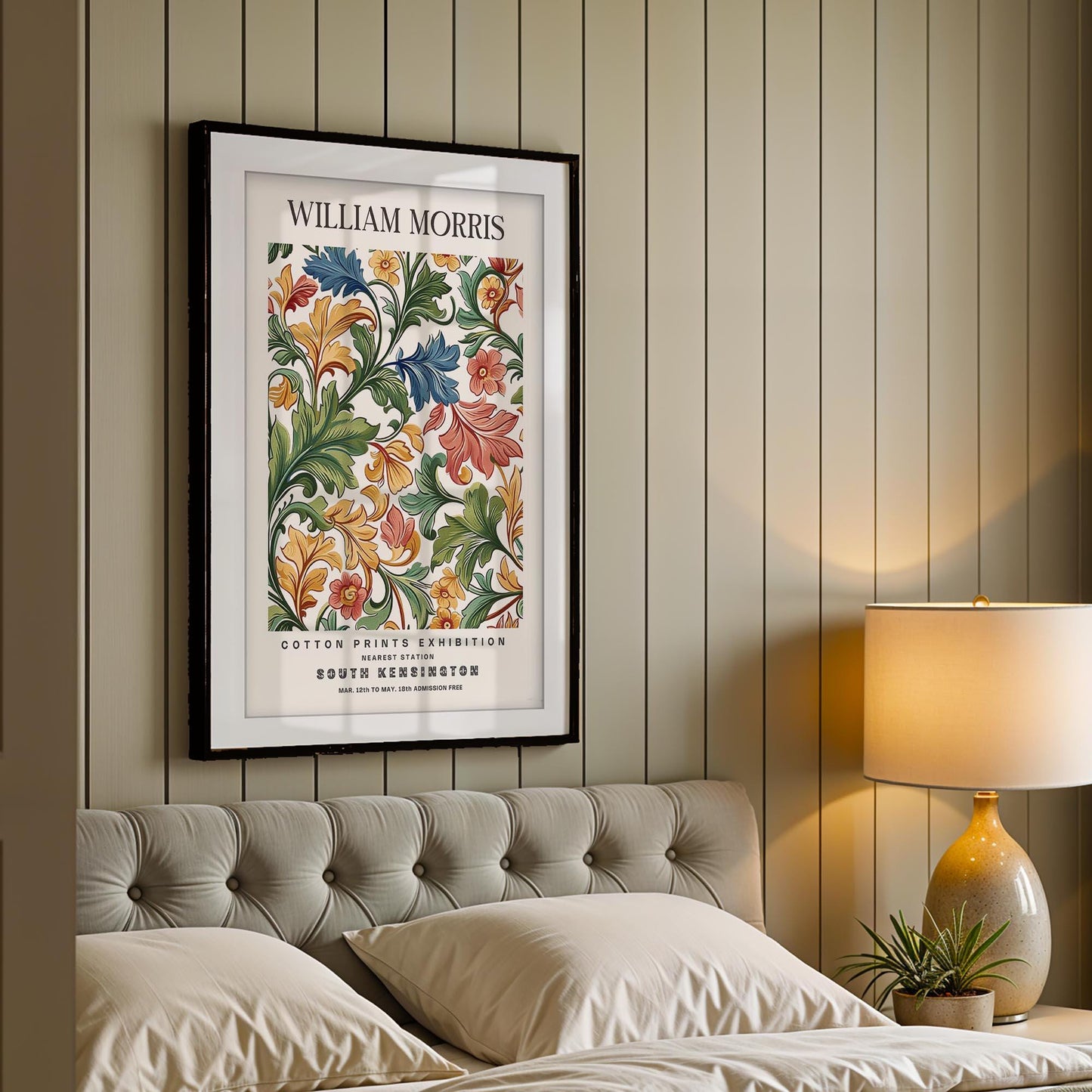 William Morris Framed Wall Art, South Kensington Exhibition Floral Cotton Print Poster, Arts and Crafts Botanical Decor, British Design