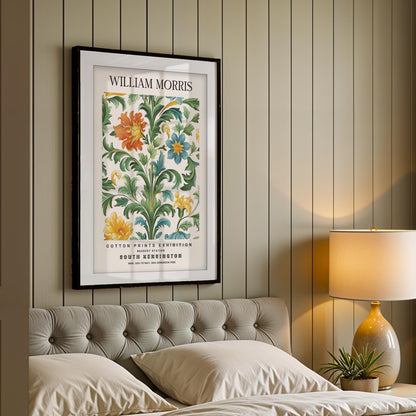William Morris Framed Wall Art, South Kensington Blue and Yellow Floral Cotton Print Poster, Arts and Crafts Botanical Decor, British Design