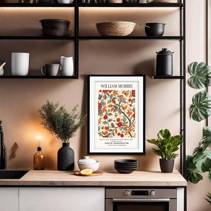 William Morris Framed Wall Art, South Kensington Berry & Floral Cotton Print Poster, Arts and Crafts Botanical Decor, British Design