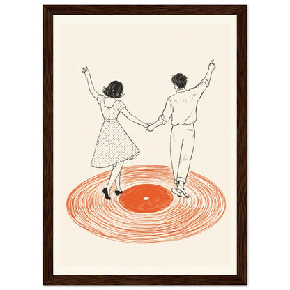 Dancing Couple Wall Art Print, Retro Record Player Poster, Modern Music Inspired Illustration for Home Bar or Living Room