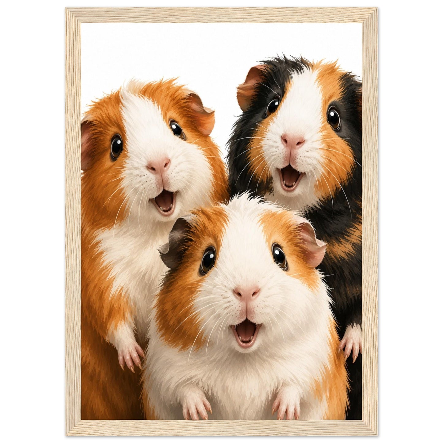 Funny Guinea Pig Wall Art – Framed Happy Pet Print – Whimsical Nursery & Kids Room Decor – Unique Small Animal Lover Gift