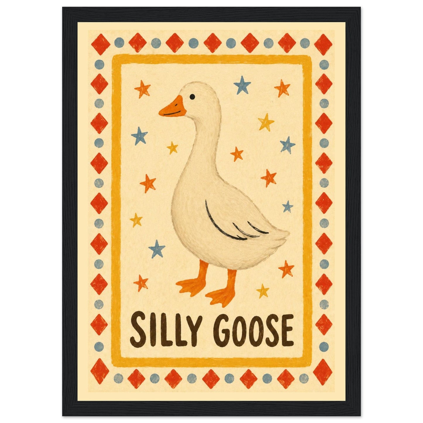 Silly Goose Wall Art – Framed Funny Quote Print – Playful Typography Poster – Trendy Eclectic Room Decor – Quirky Nursery & Kitchen Art
