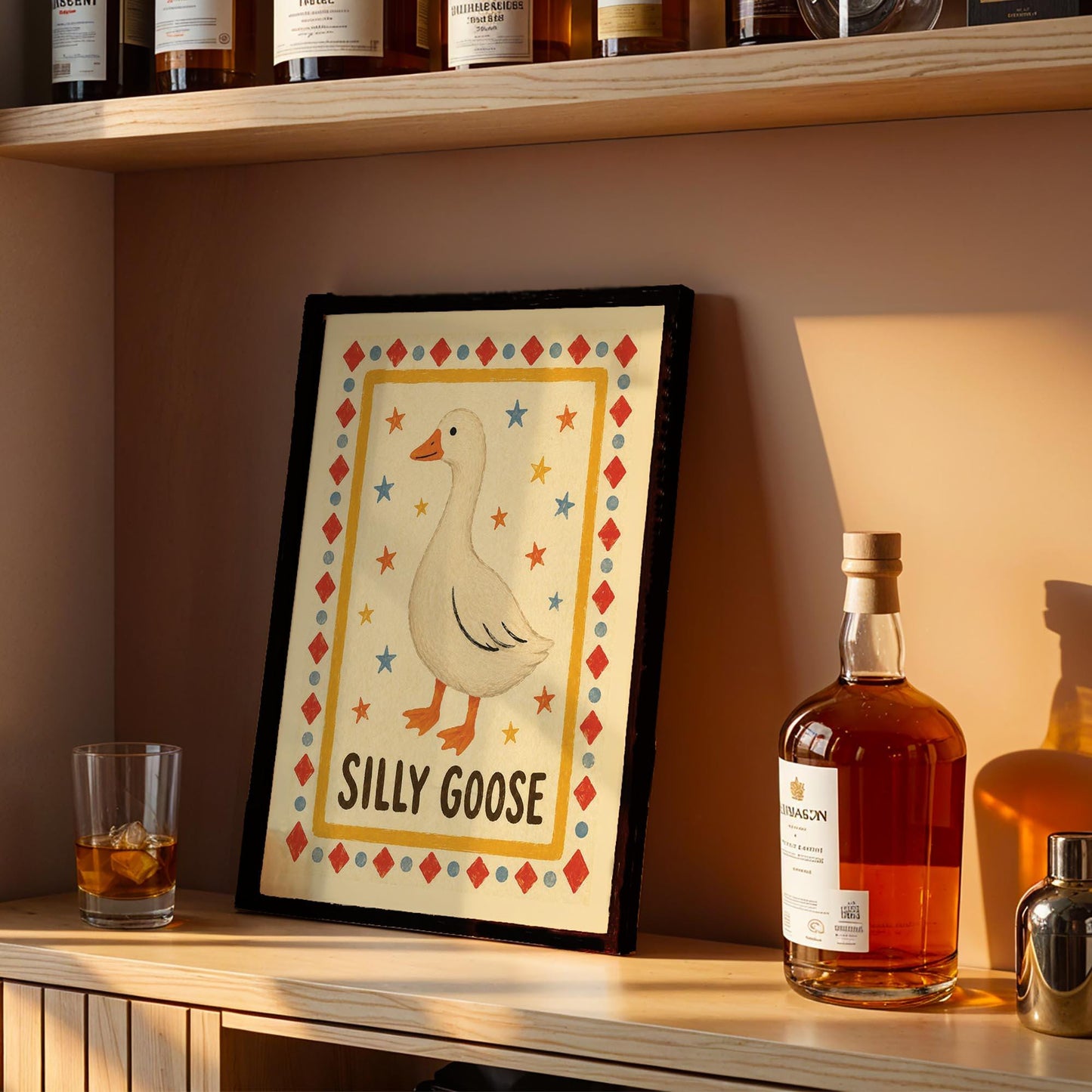 Silly Goose Wall Art – Framed Funny Quote Print – Playful Typography Poster – Trendy Eclectic Room Decor – Quirky Nursery & Kitchen Art