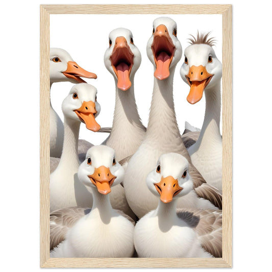 Excited Goose Art Print – Framed Funny Geese Wall Decor – Whimsical Modern Farmhouse Poster